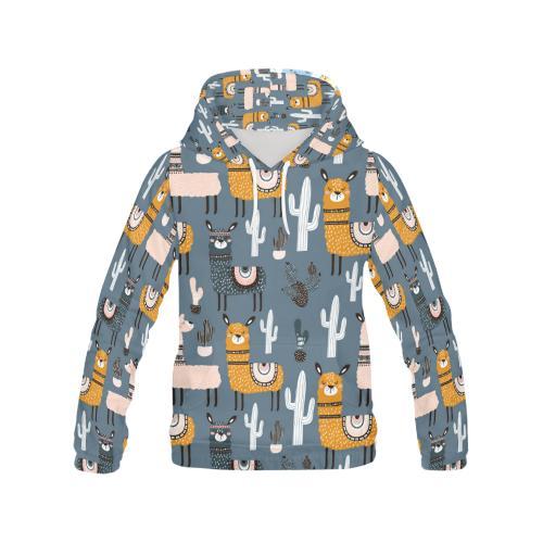 Print Pattern Llama Cactus Women Pullover Hoodie-grizzshop