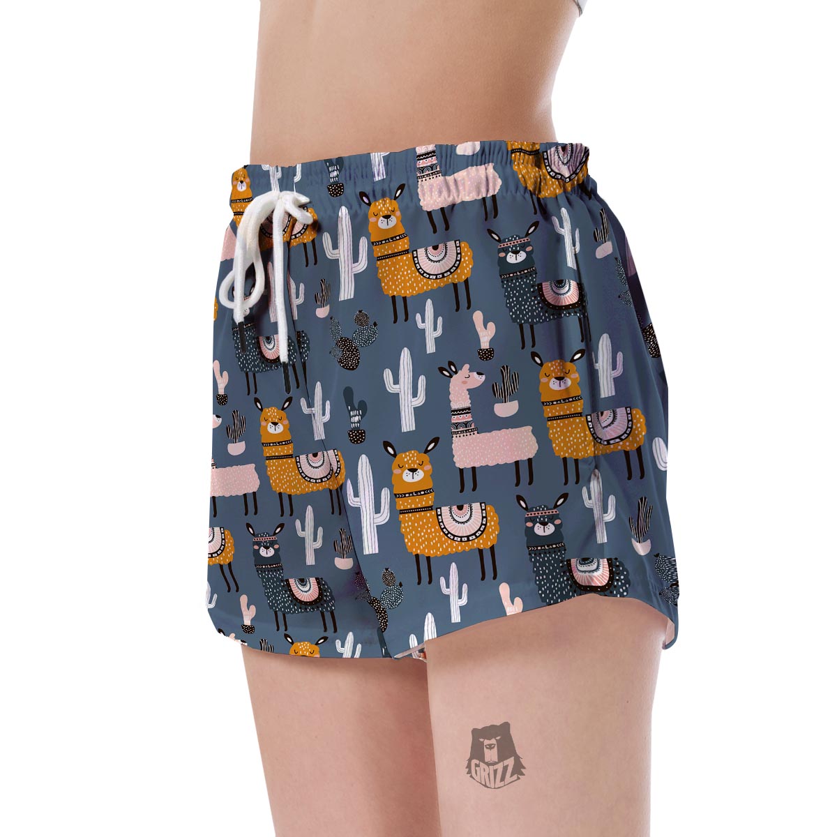 Print Pattern Llama Cactus Women's Shorts-grizzshop