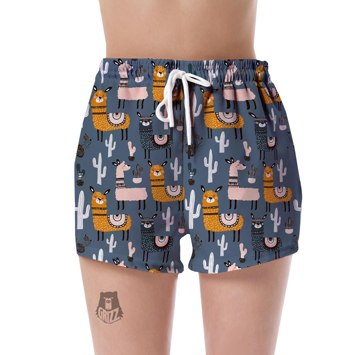 Print Pattern Llama Cactus Women's Shorts-grizzshop
