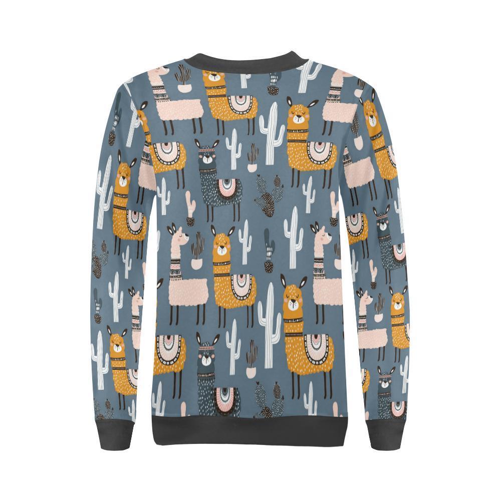 Print Pattern Llama Cactus Women's Sweatshirt-grizzshop