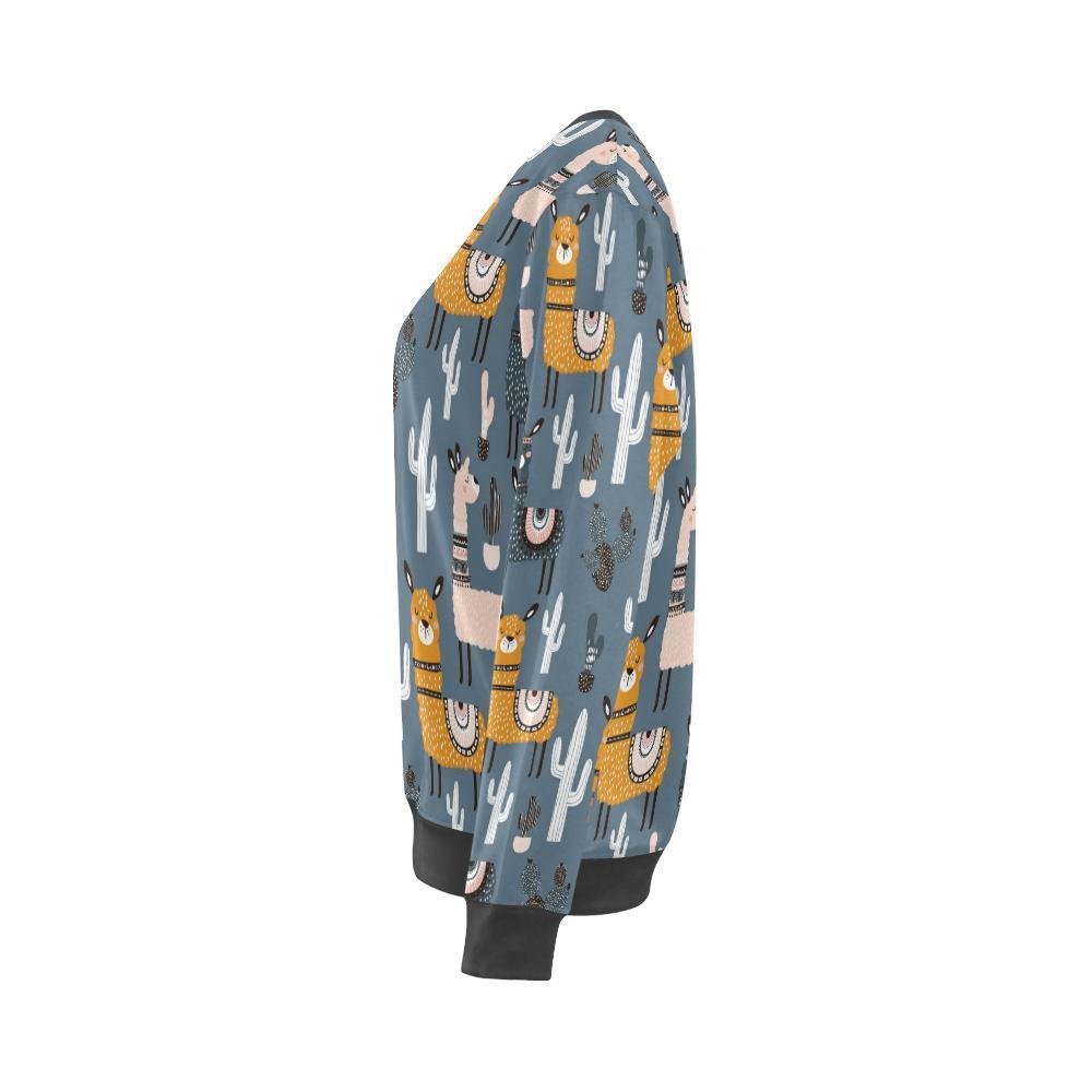 Print Pattern Llama Cactus Women's Sweatshirt-grizzshop