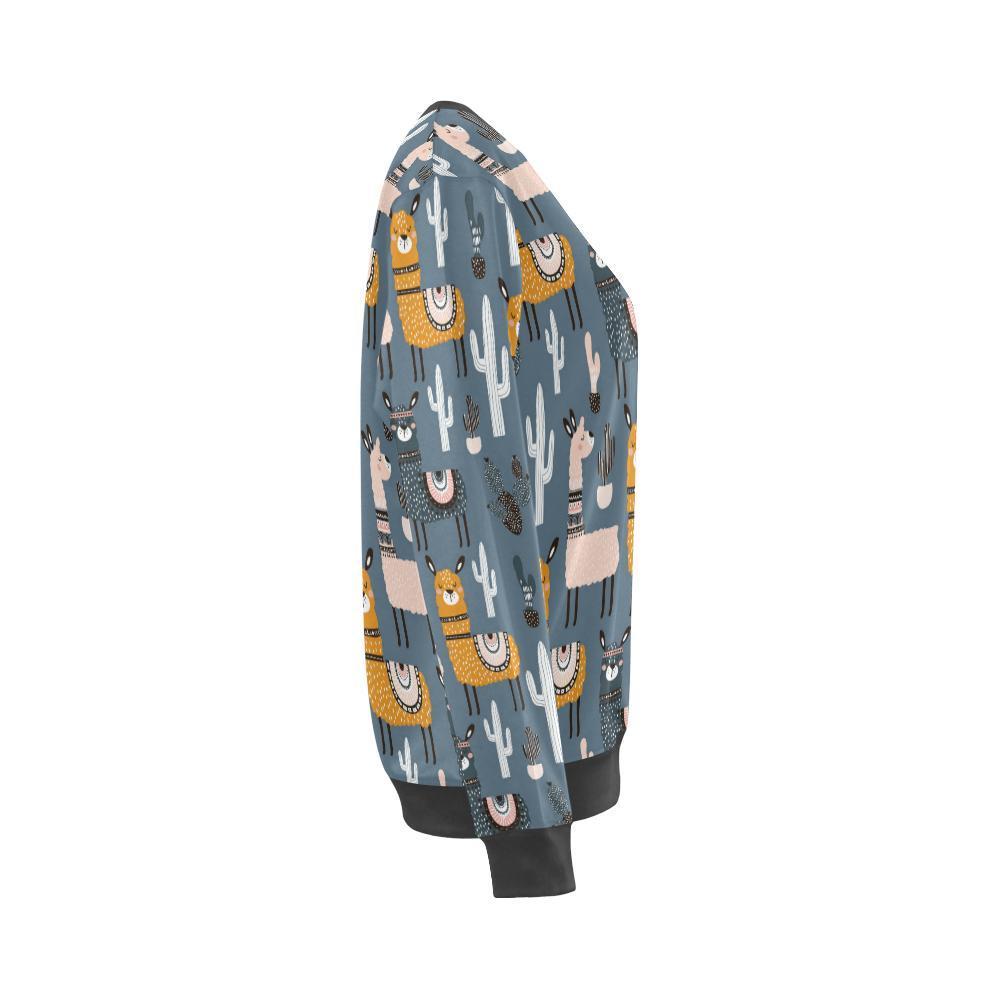 Print Pattern Llama Cactus Women's Sweatshirt-grizzshop