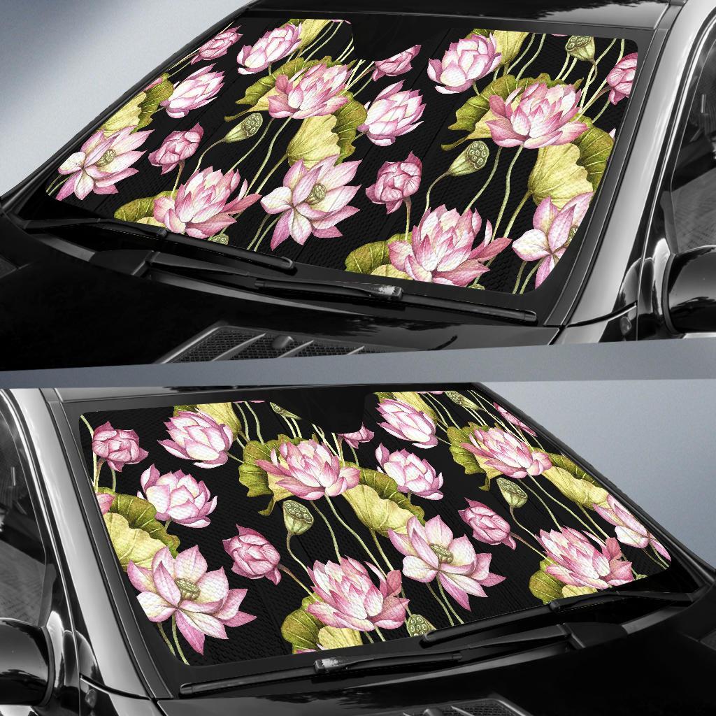 Print Pattern Lotus Car Sun Shade-grizzshop