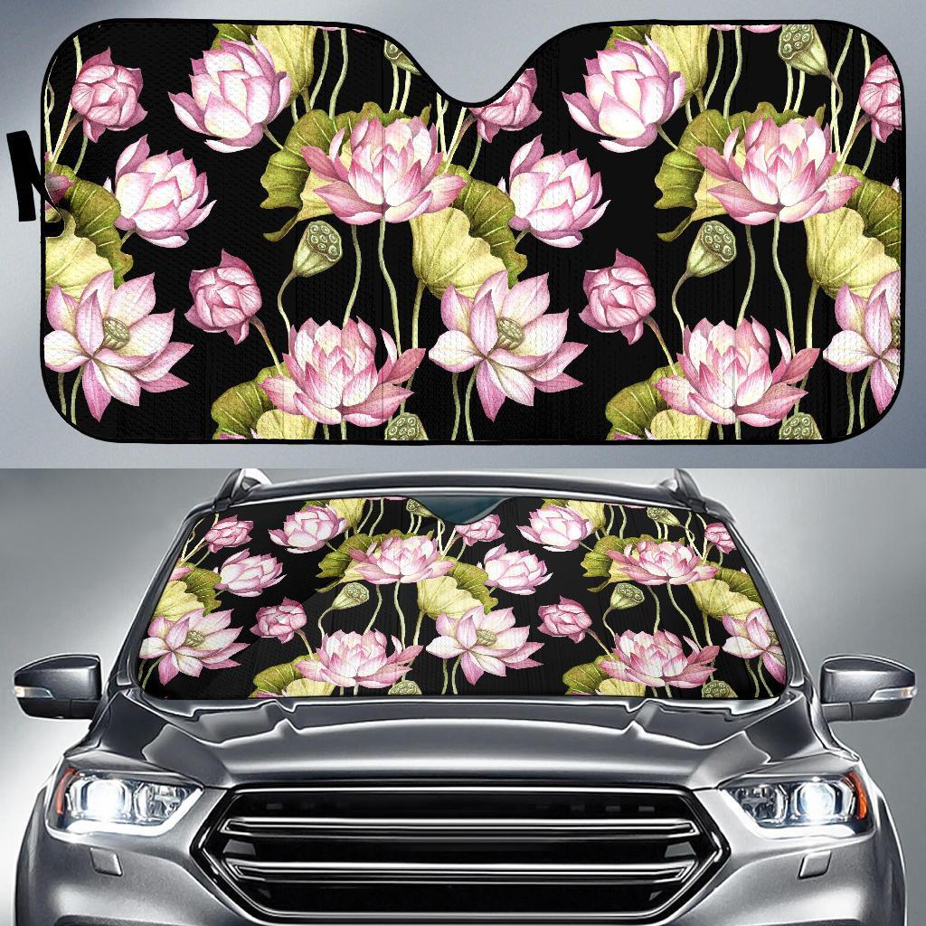Print Pattern Lotus Car Sun Shade-grizzshop