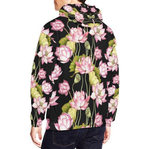 Print Pattern Lotus Men Pullover Hoodie-grizzshop