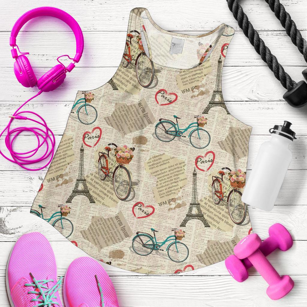 Print Pattern Newspaper Racerback Tank Tops-grizzshop