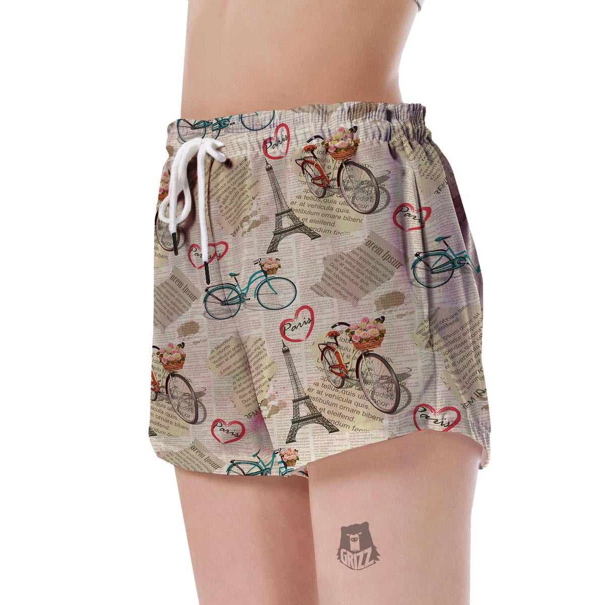 Print Pattern Newspaper Women's Shorts-grizzshop