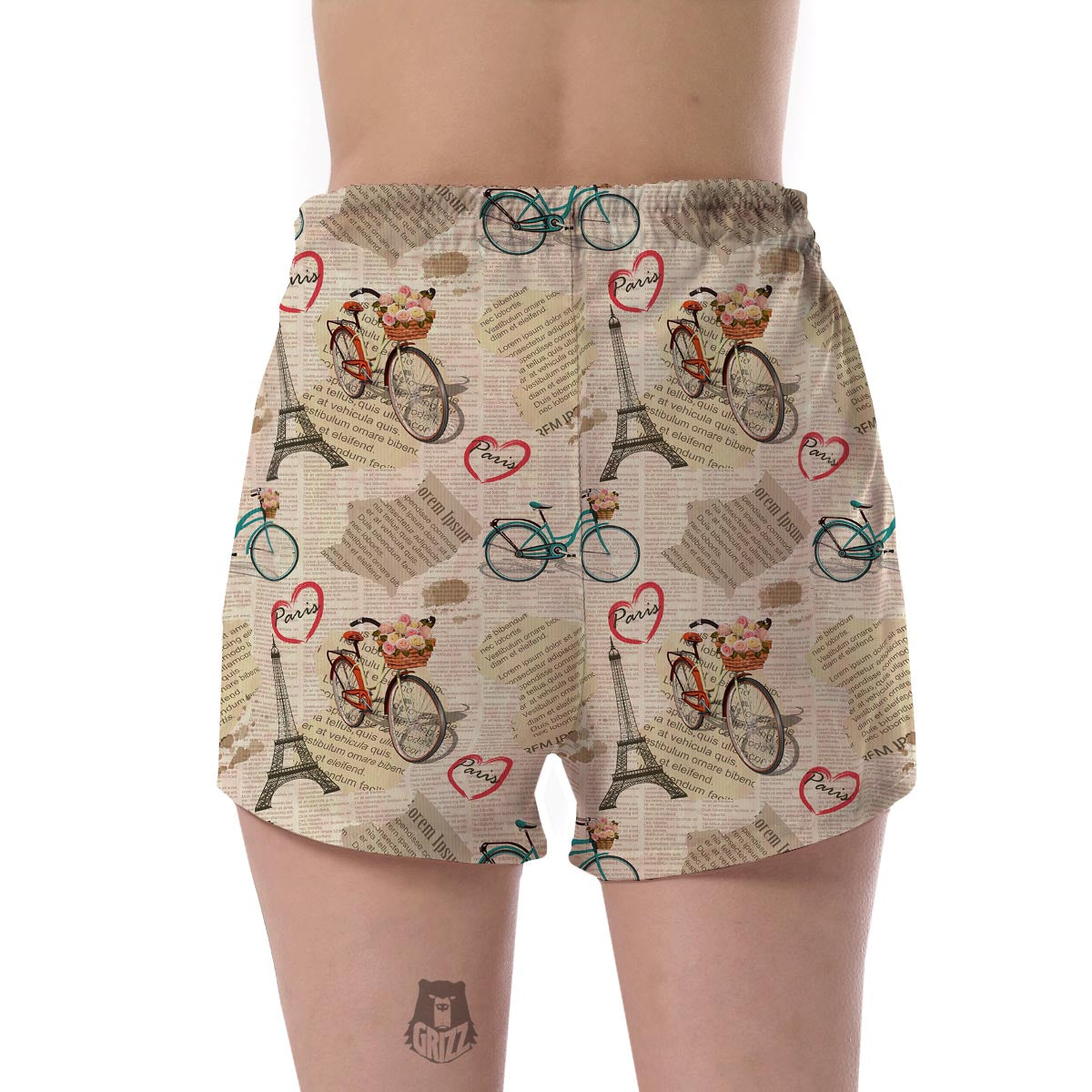 Print Pattern Newspaper Women's Shorts-grizzshop