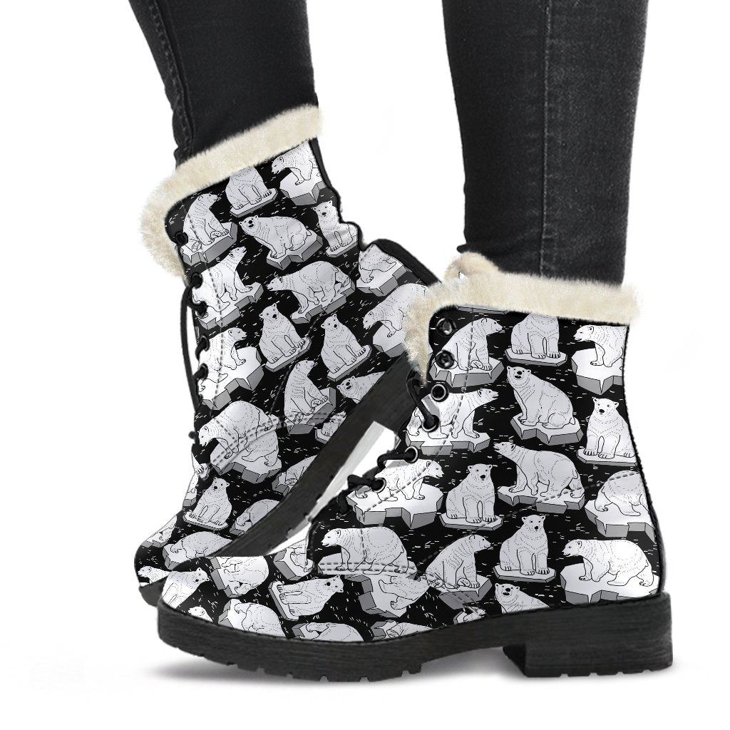 Print Pattern Polar Bear Comfy Winter Boots-grizzshop