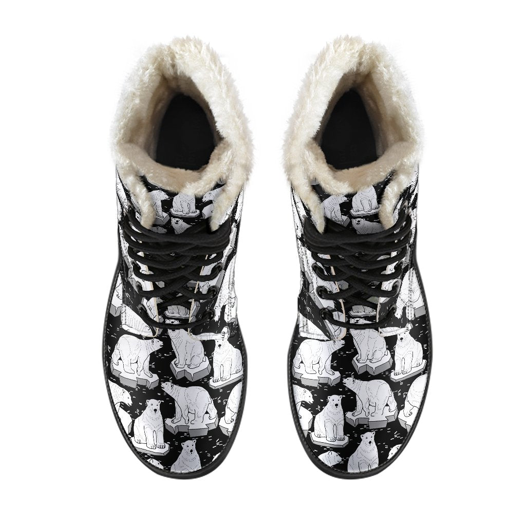 Print Pattern Polar Bear Comfy Winter Boots-grizzshop