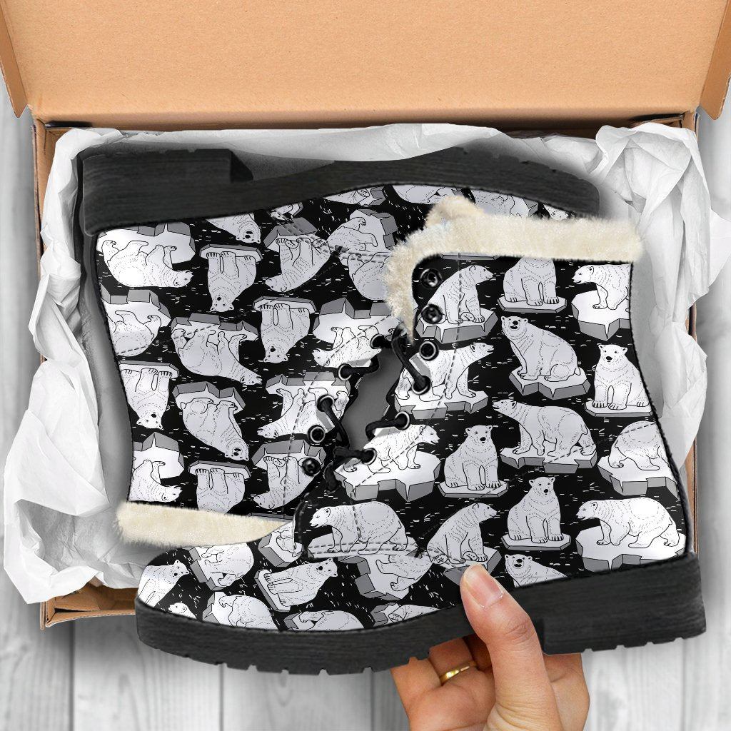 Print Pattern Polar Bear Comfy Winter Boots-grizzshop