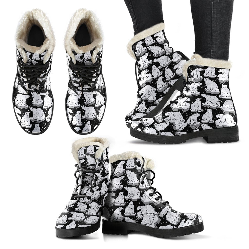 Print Pattern Polar Bear Comfy Winter Boots-grizzshop