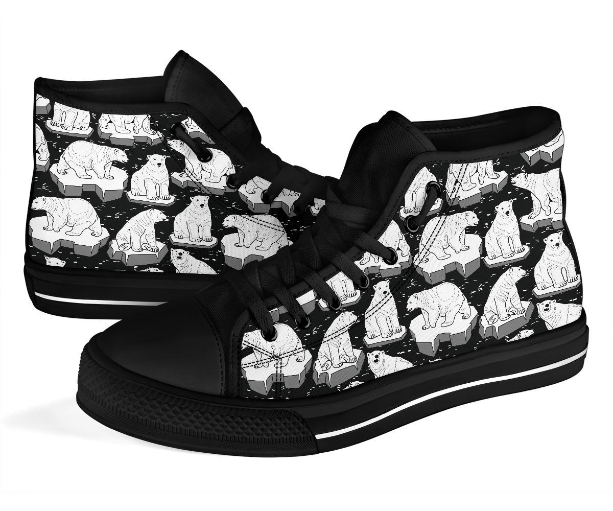Print Pattern Polar Bear Men Women's High Top Shoes-grizzshop