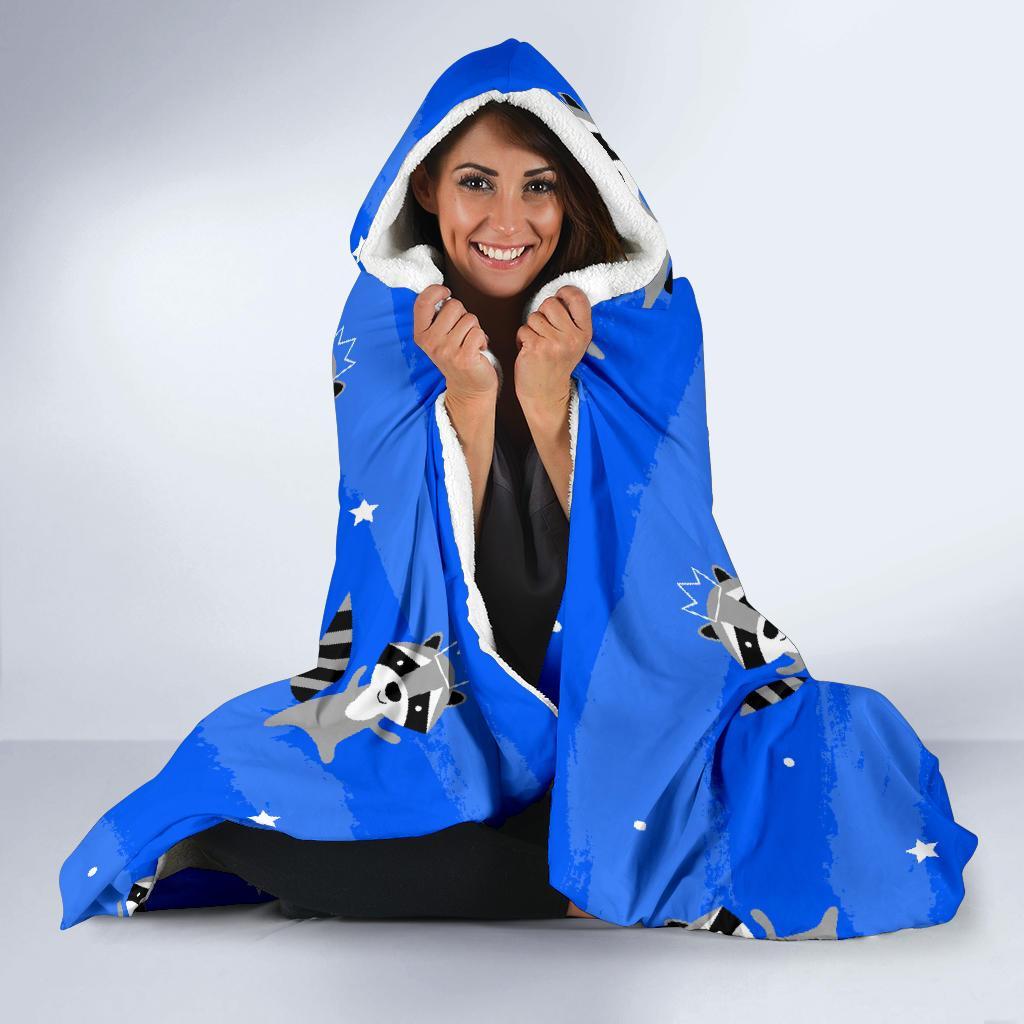 Print Pattern Raccoon Hooded Blanket-grizzshop