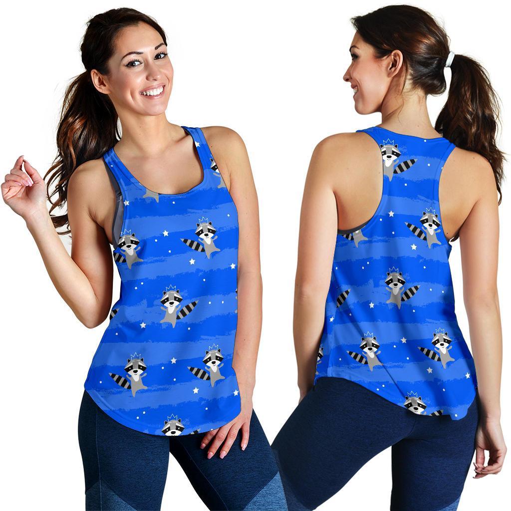 Print Pattern Raccoon Women's Racerback Tank Tops-grizzshop