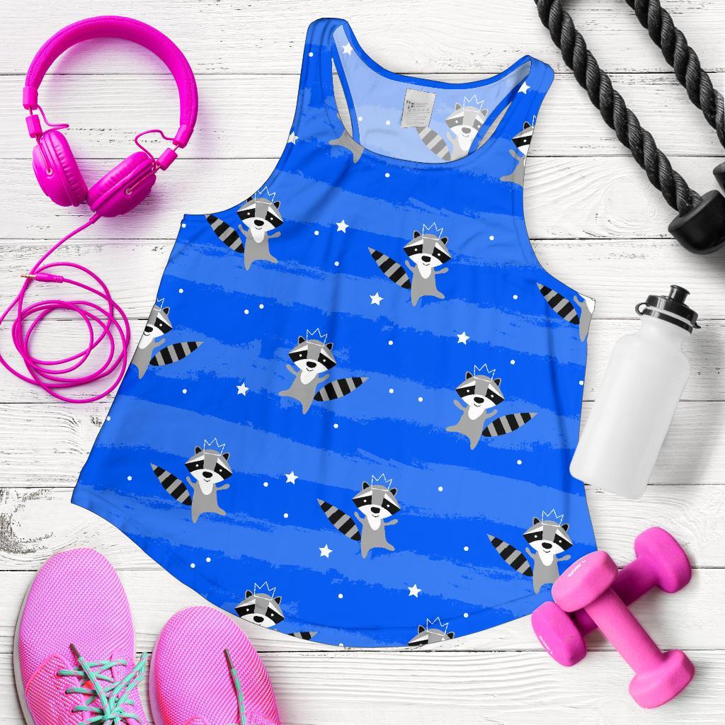 Print Pattern Raccoon Women's Racerback Tank Tops-grizzshop