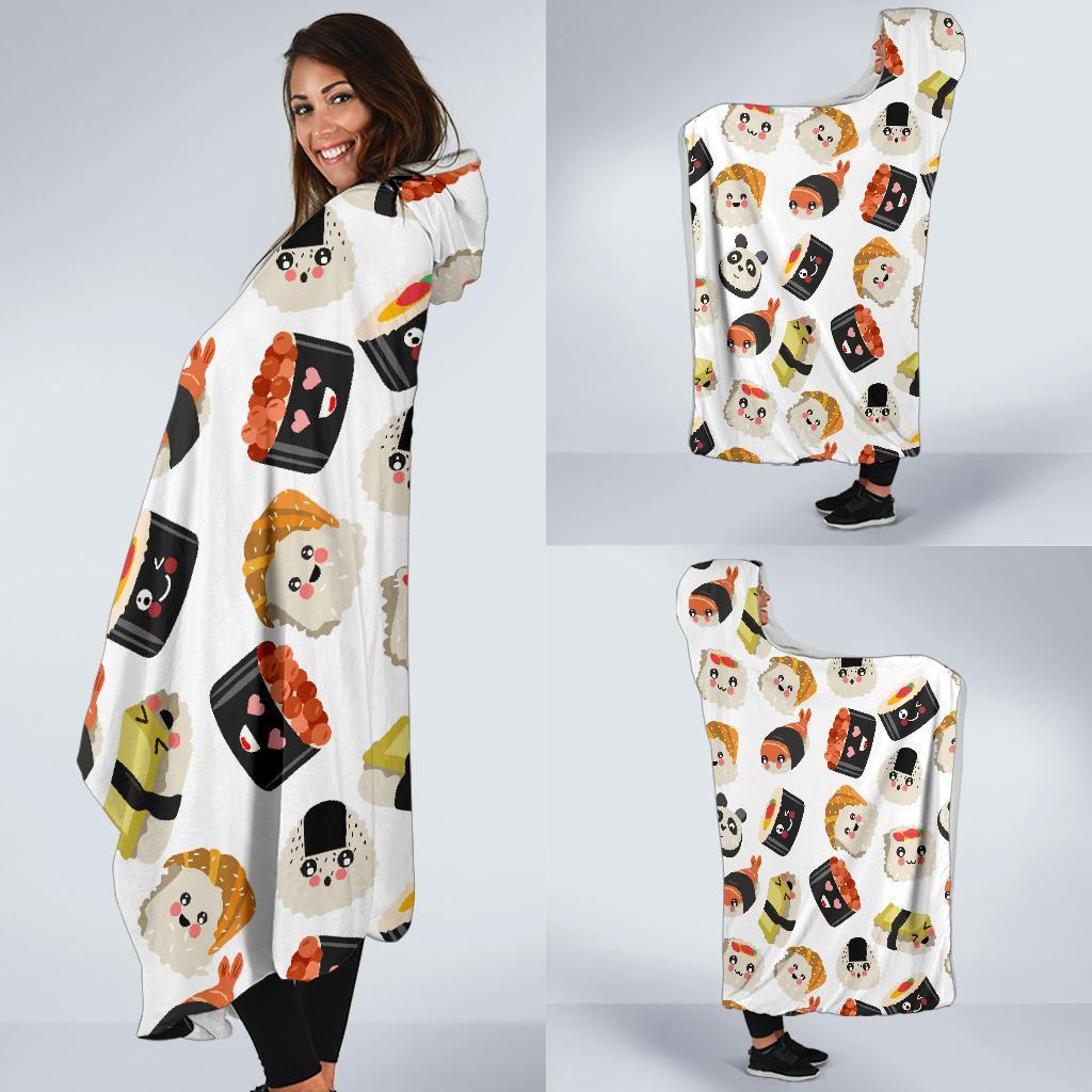 Print Pattern Sushi Hooded Blanket-grizzshop