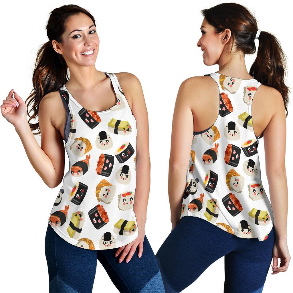 Print Pattern Sushi Women's Racerback Tank Tops-grizzshop