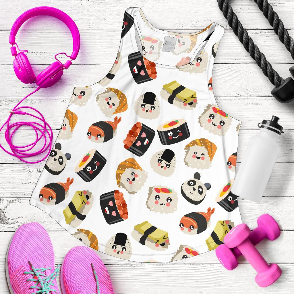 Print Pattern Sushi Women's Racerback Tank Tops-grizzshop