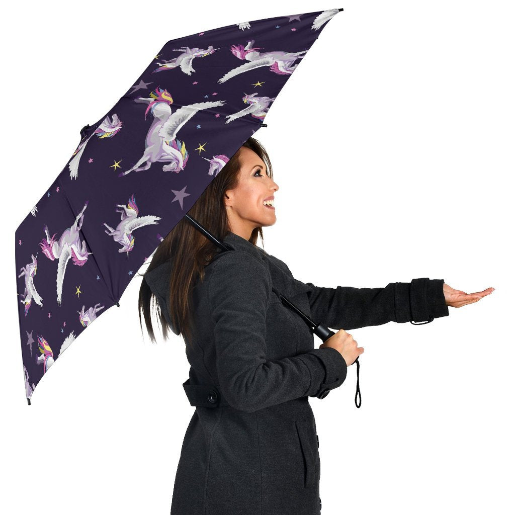 Print Pattern Unicorn Automatic Foldable Umbrella-grizzshop