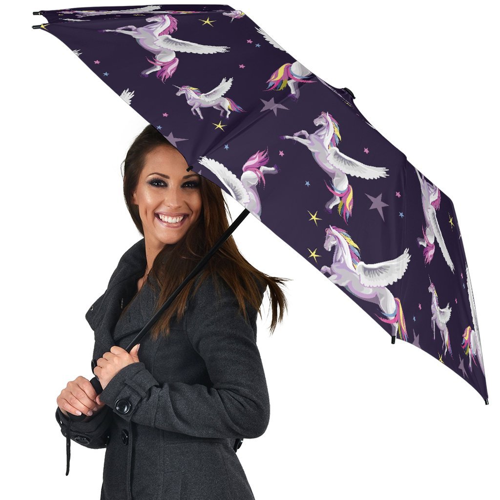 Print Pattern Unicorn Automatic Foldable Umbrella-grizzshop