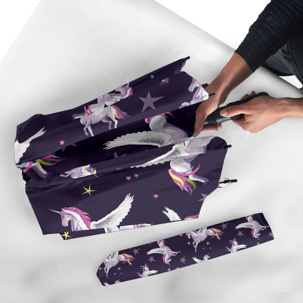 Print Pattern Unicorn Automatic Foldable Umbrella-grizzshop