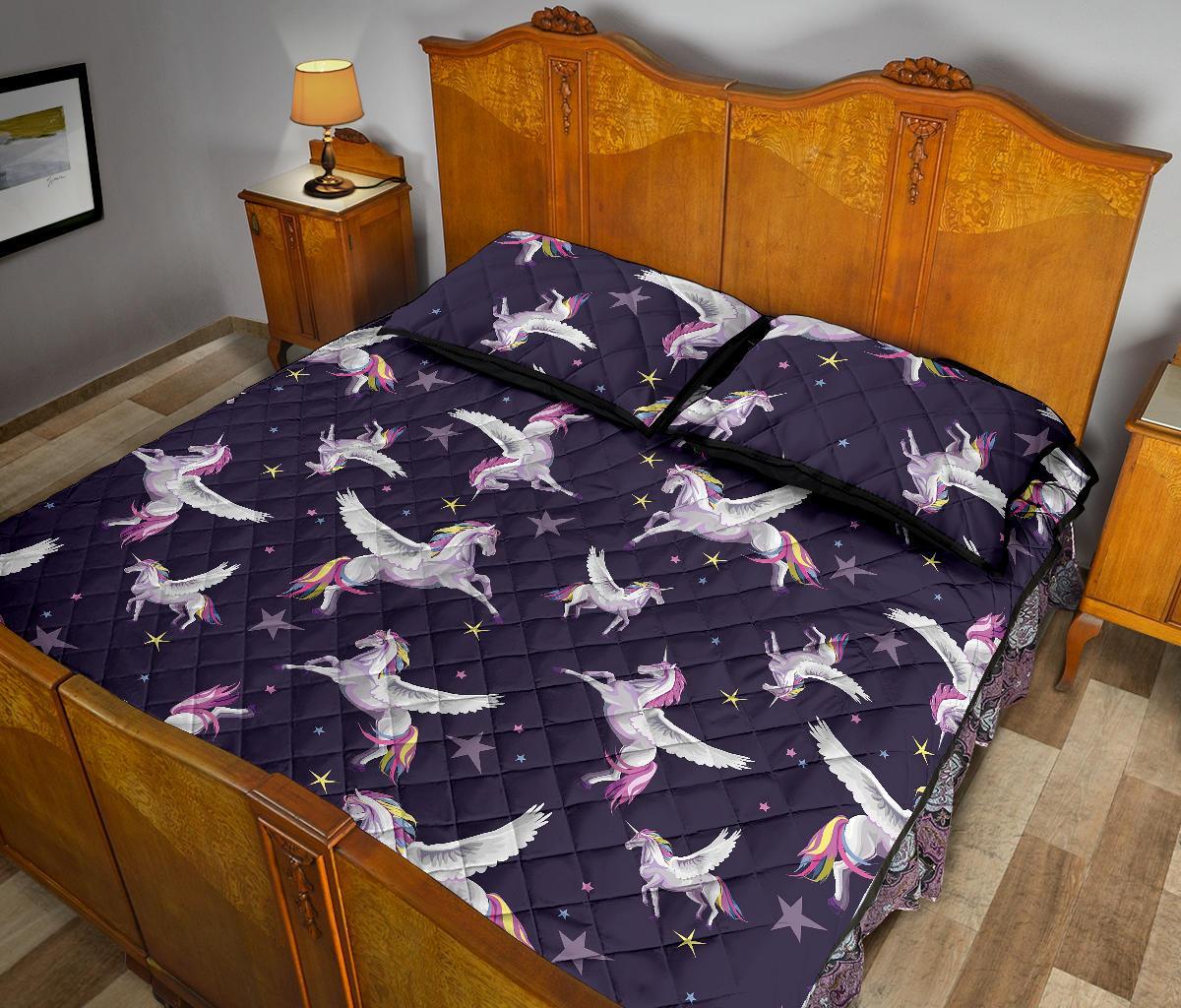 Print Pattern Unicorn Bed Set Quilt-grizzshop
