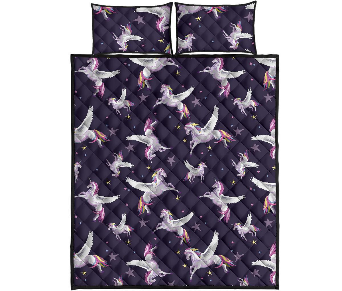 Print Pattern Unicorn Bed Set Quilt-grizzshop