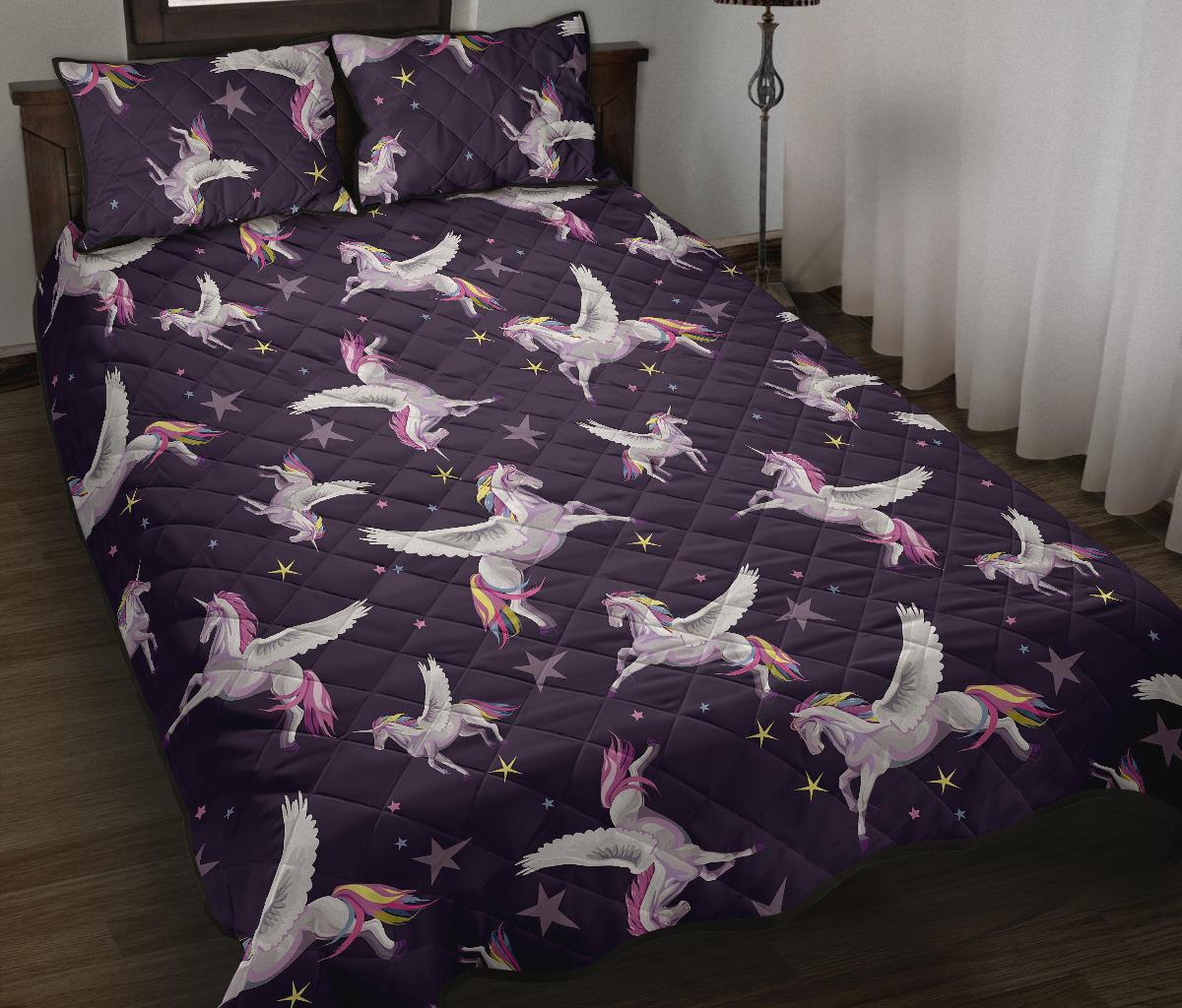 Print Pattern Unicorn Bed Set Quilt-grizzshop