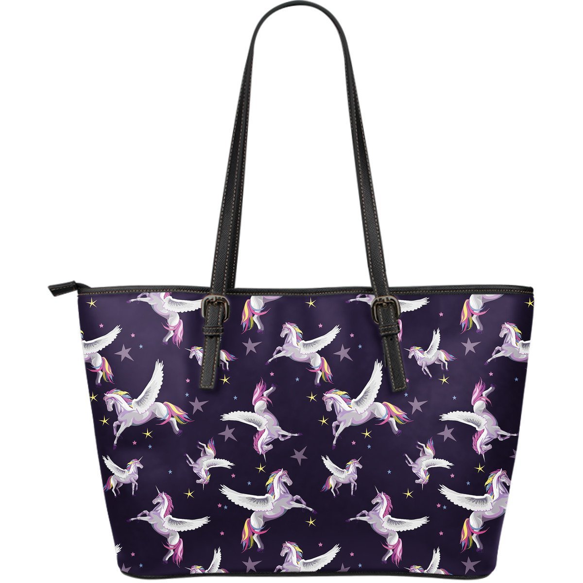 Print Pattern Unicorn Leather Tote Bag-grizzshop