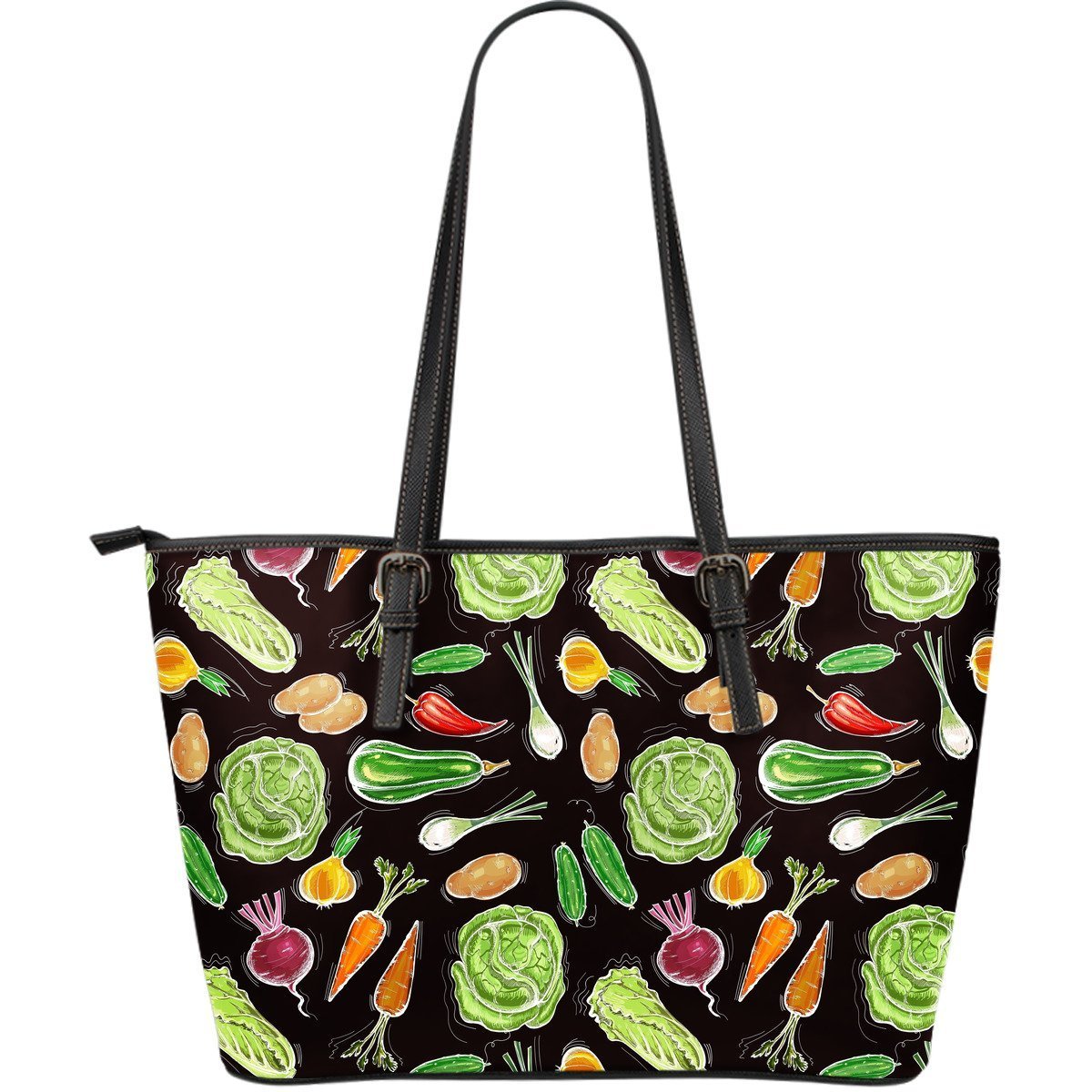 Print Pattern Vegan Leather Tote Bag-grizzshop