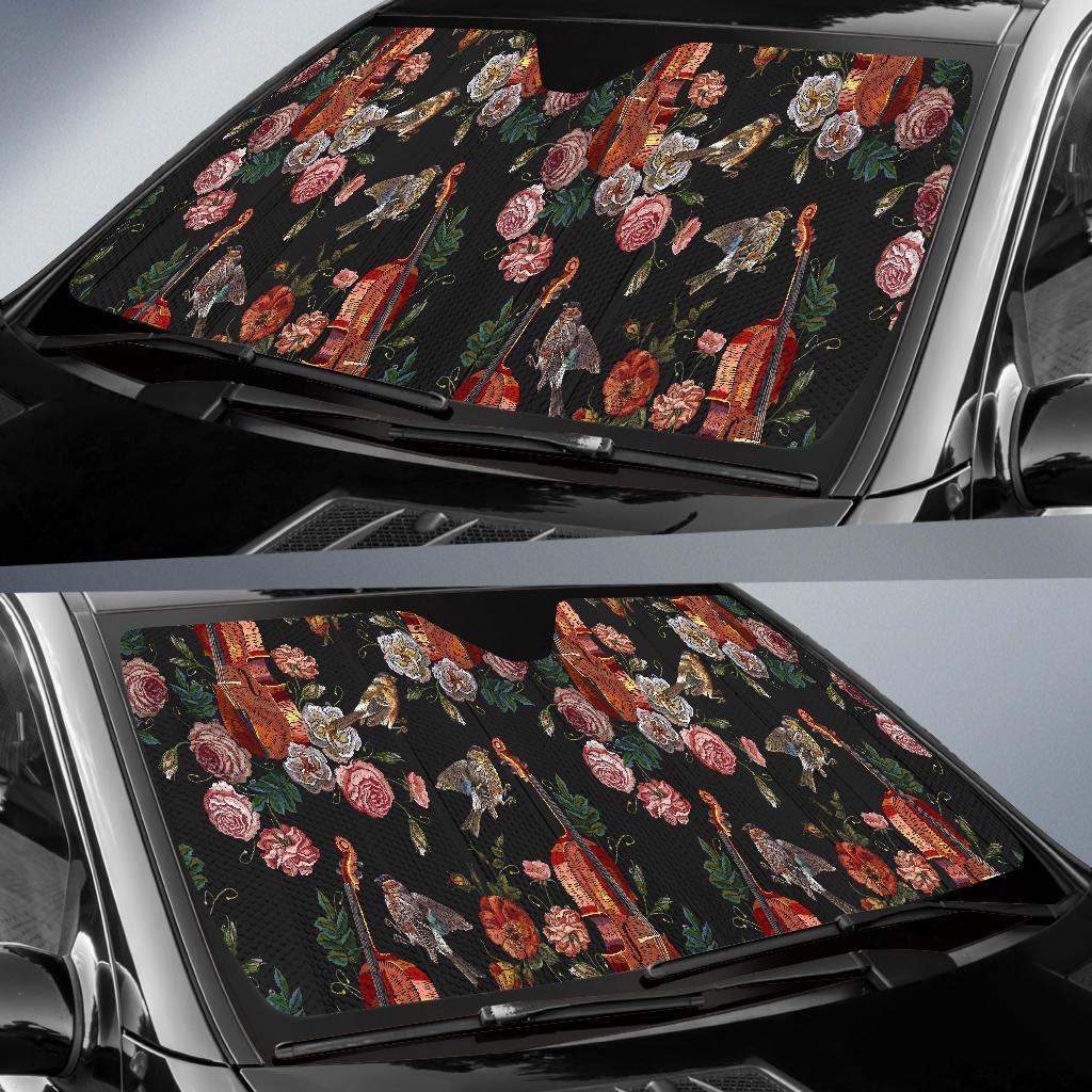 Print Pattern Violin Car Sun Shade-grizzshop