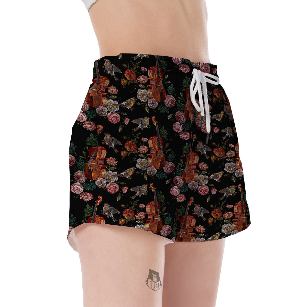Print Pattern Violin Women's Shorts-grizzshop
