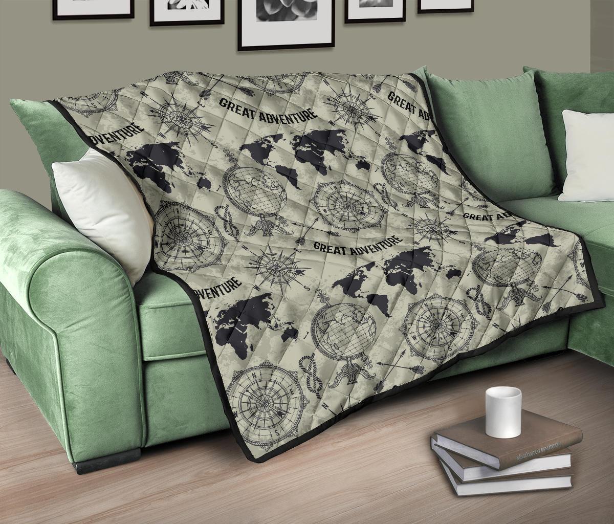 Print Pattern World Map Quilt-grizzshop