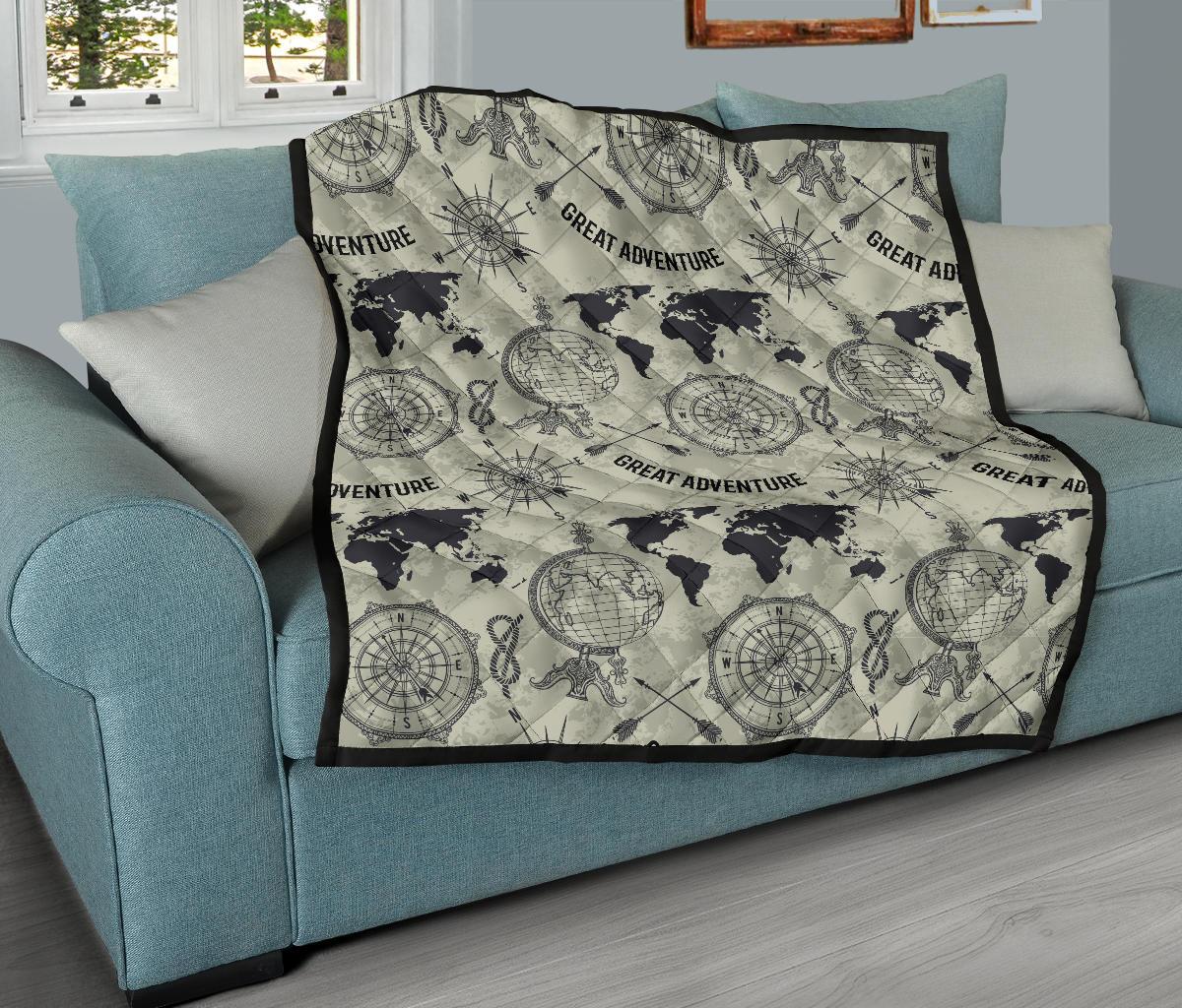 Print Pattern World Map Quilt-grizzshop