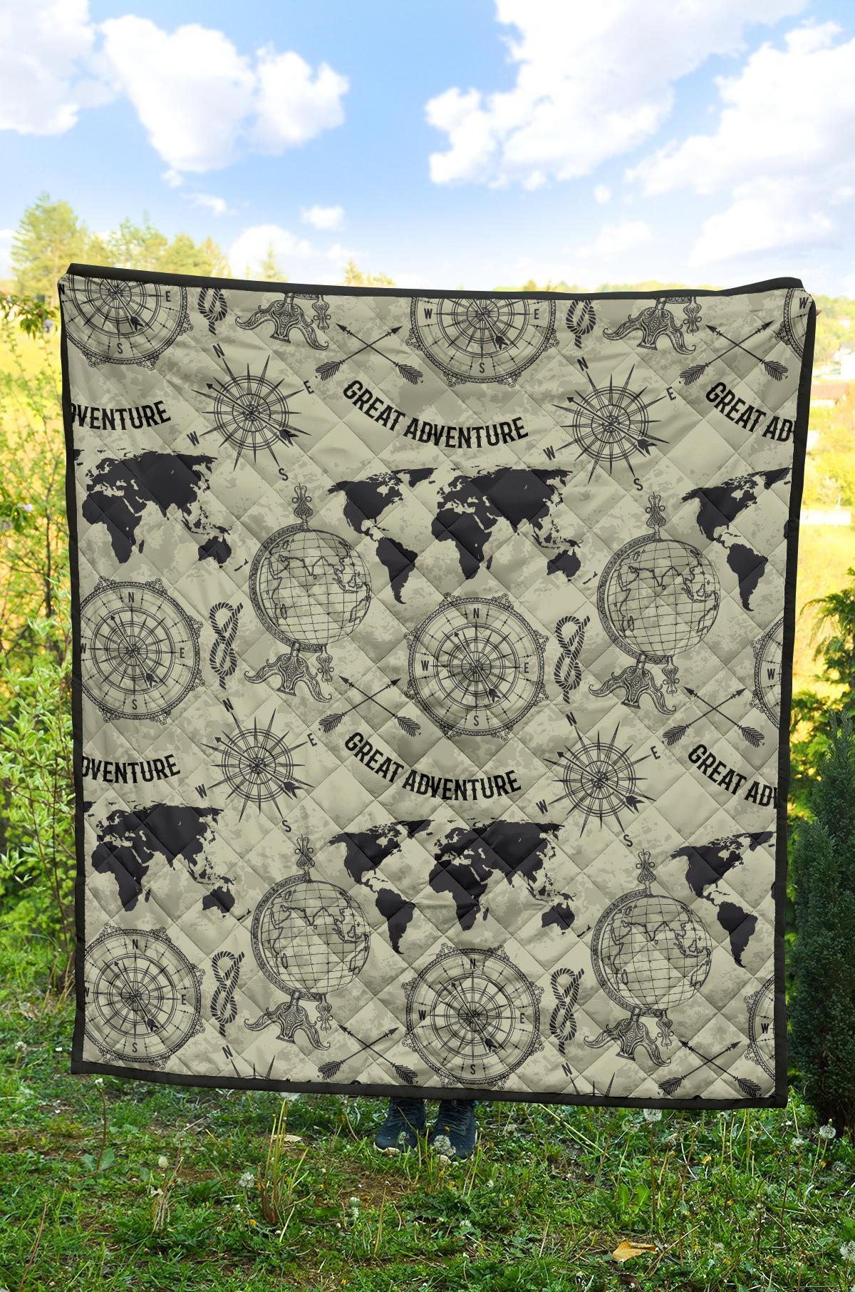 Print Pattern World Map Quilt-grizzshop