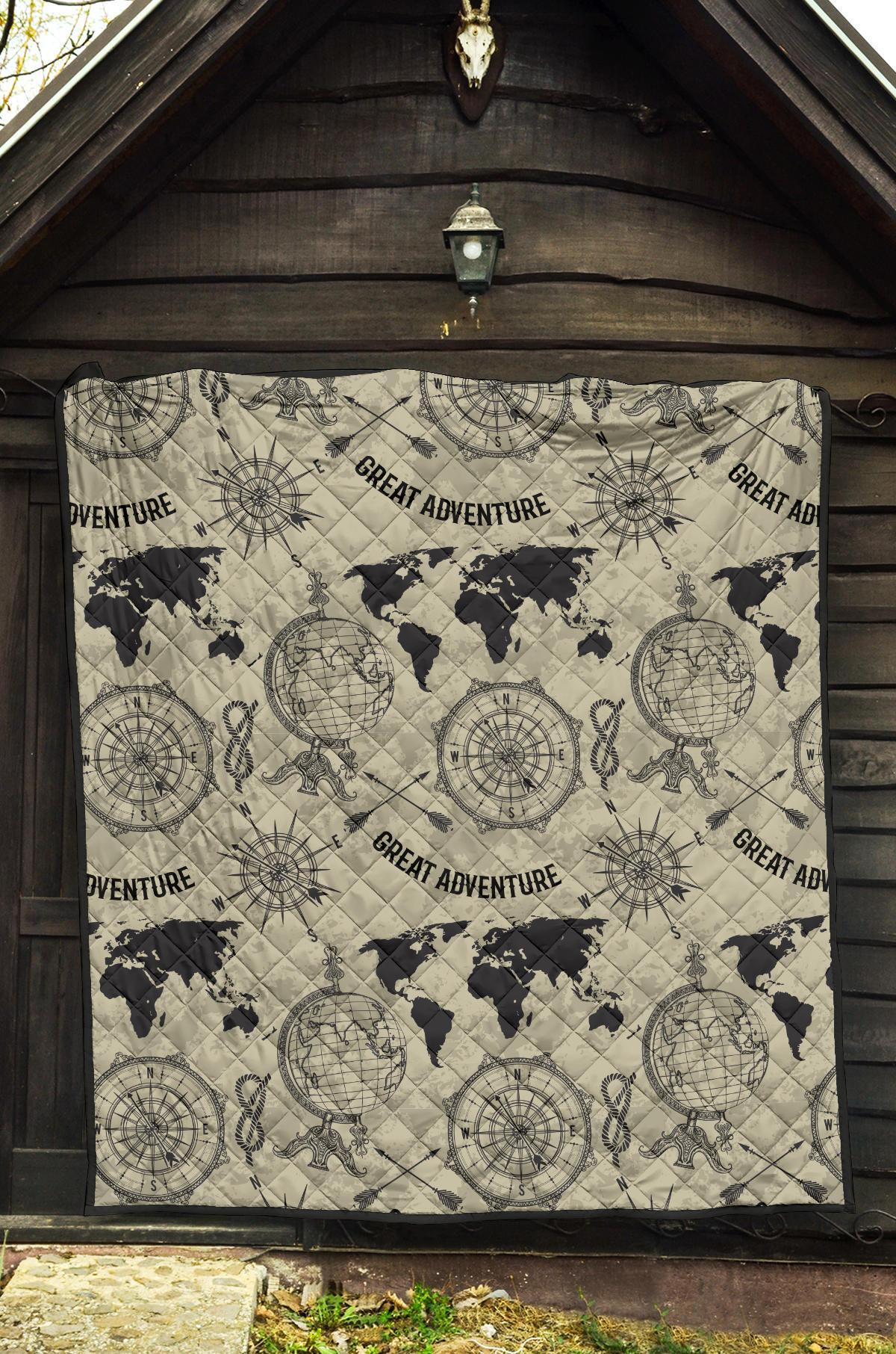 Print Pattern World Map Quilt-grizzshop