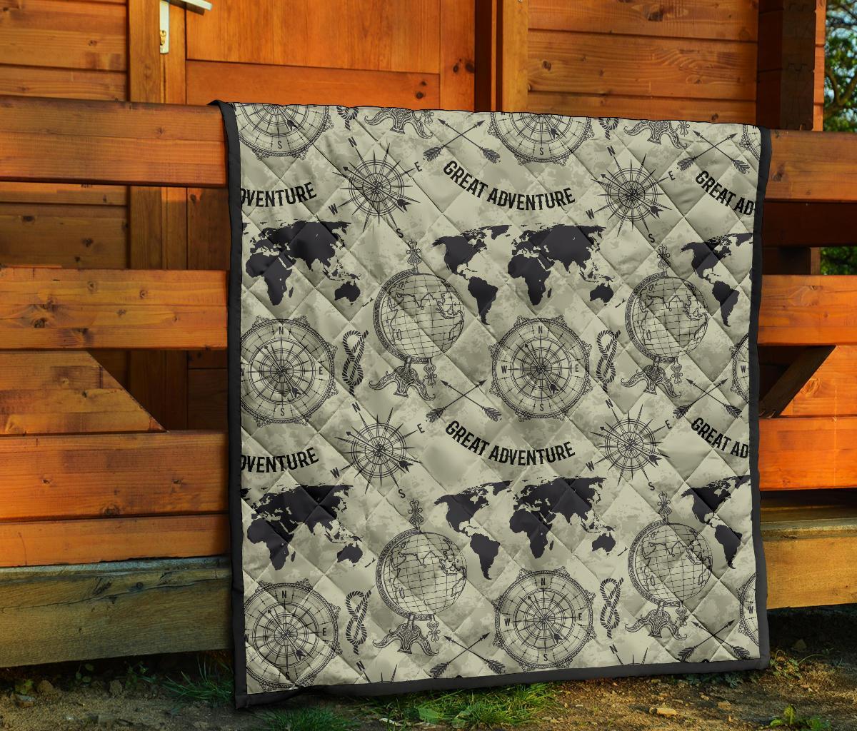 Print Pattern World Map Quilt-grizzshop