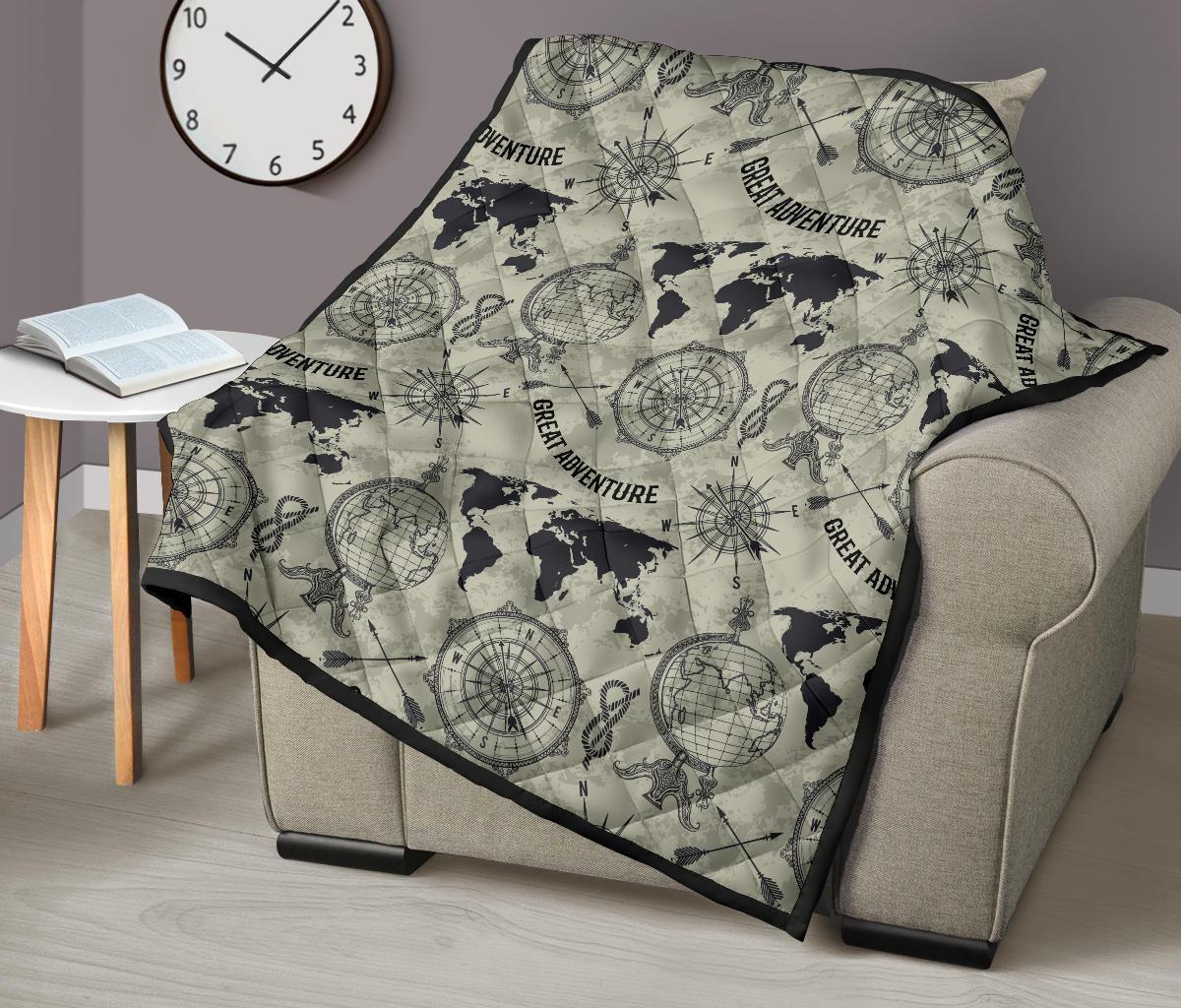 Print Pattern World Map Quilt-grizzshop