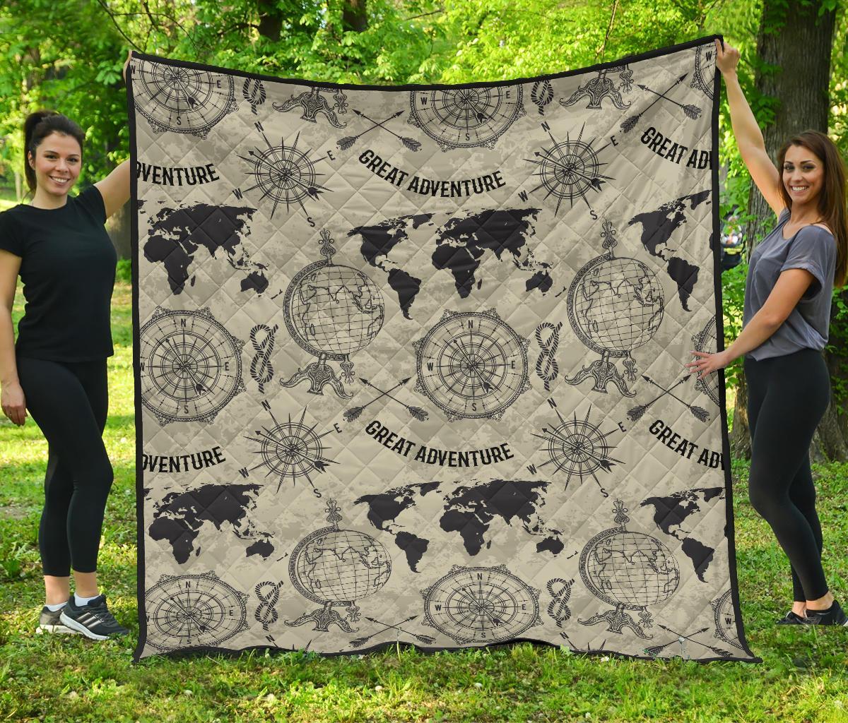 Print Pattern World Map Quilt-grizzshop
