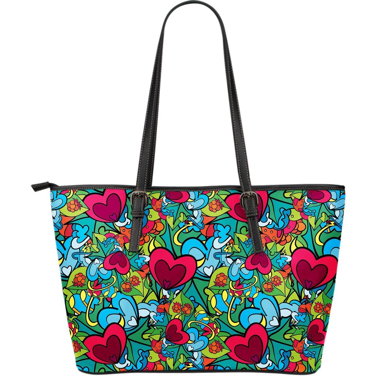 Print PatternTrippy Leather Tote Bag-grizzshop