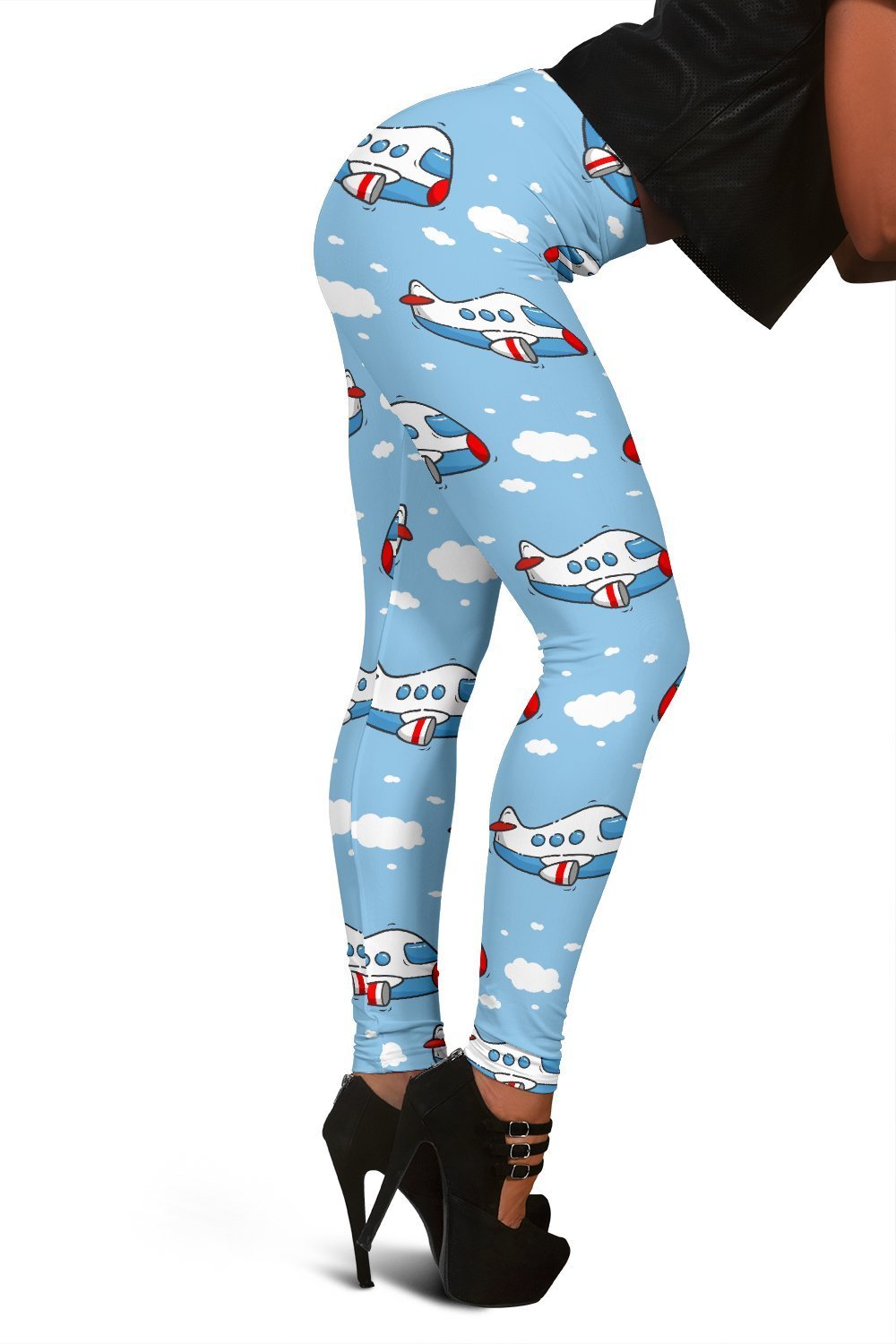 Print Airplane Pattern Women Leggings-grizzshop