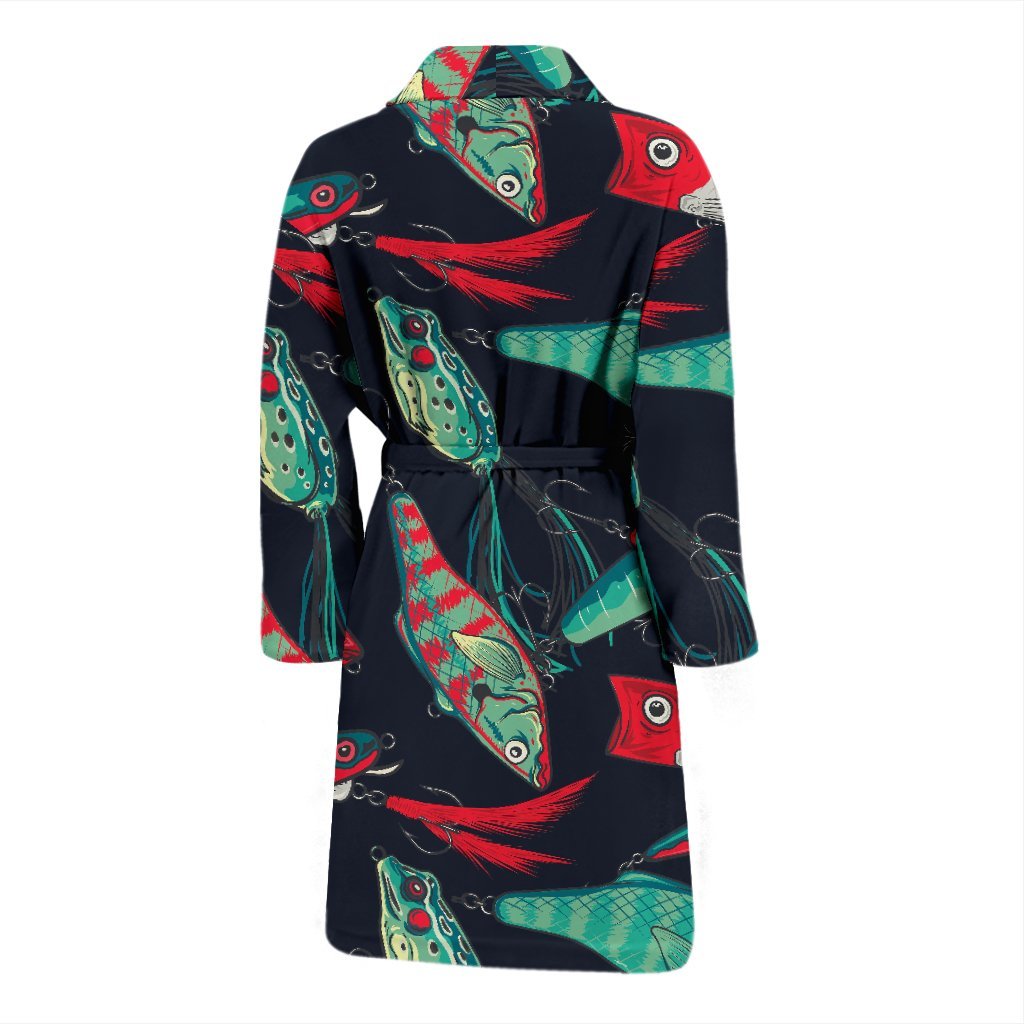 Print Pattern Bass Fishing Bait Men Long Robe-grizzshop