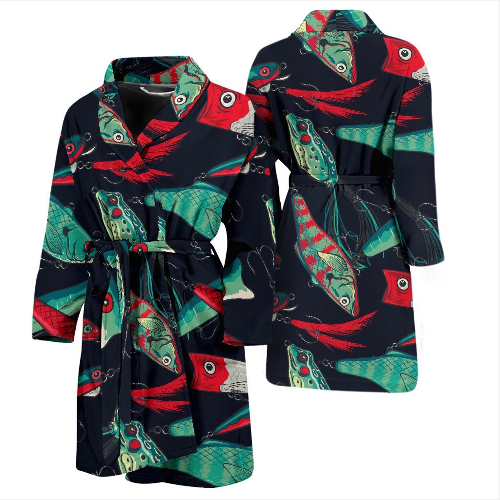 Print Pattern Bass Fishing Bait Men Long Robe-grizzshop