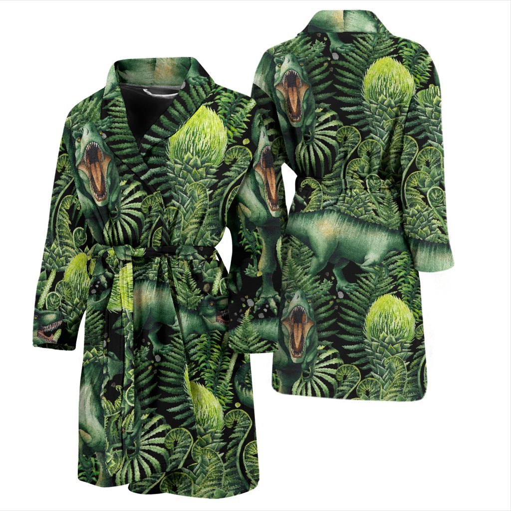Print Pattern Dinosaur T rex Men Long Robe-grizzshop