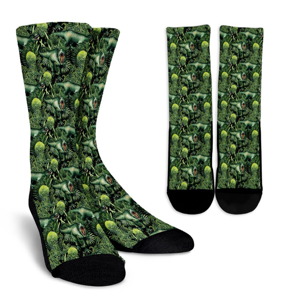 Print Pattern Dinosaur T rex Unisex Crew Socks-grizzshop