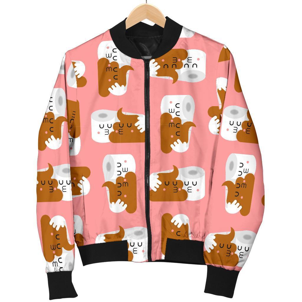 Print Pattern Emoji Poop Women Casual Bomber Jacket-grizzshop