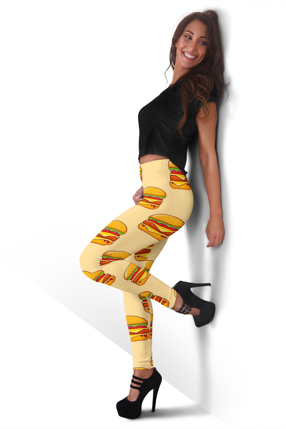 Print Pattern Hamburger Women Leggings-grizzshop