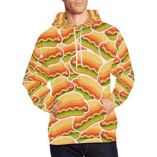 Print Pattern Hot Dog Men Pullover Hoodie-grizzshop