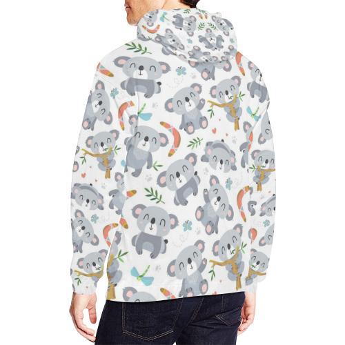 Print Pattern Koala Men Pullover Hoodie-grizzshop
